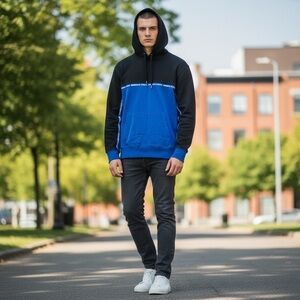 Vintage American Eagle Outfitters Black and Blue Hoodie